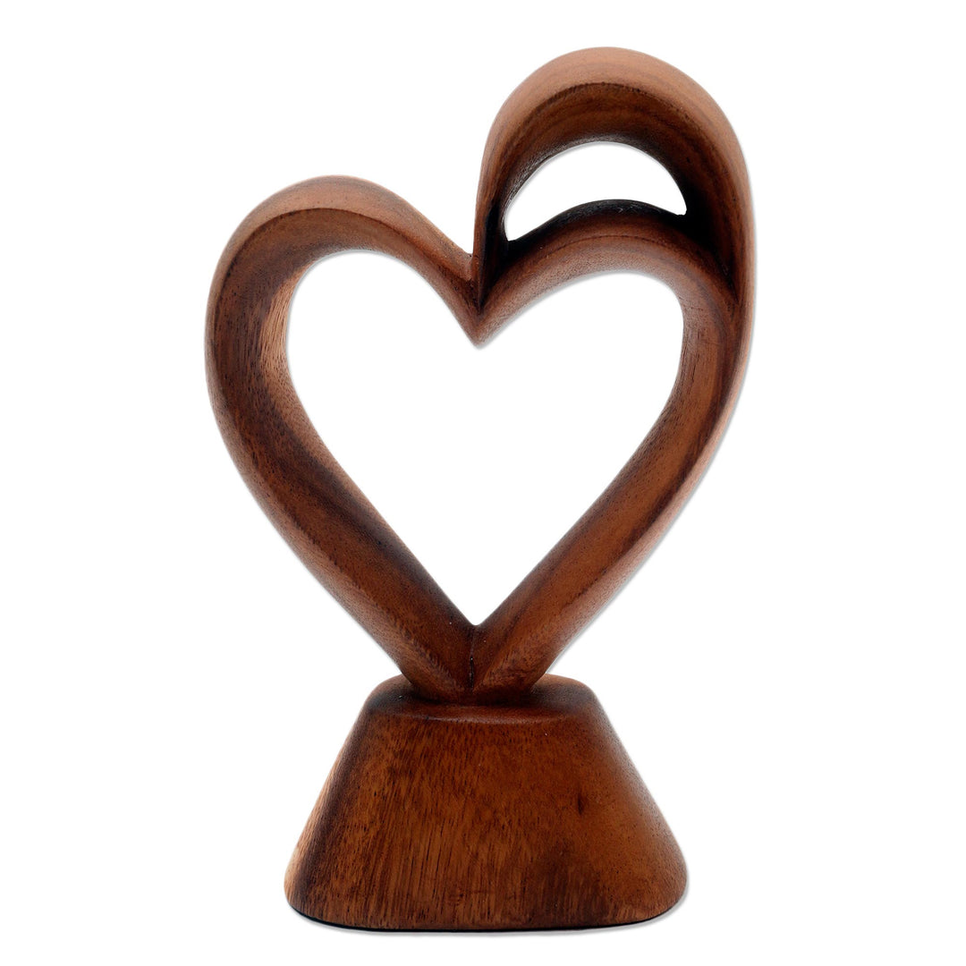 Romantic Wood Heart Sculpture from Bali - Outsized Love