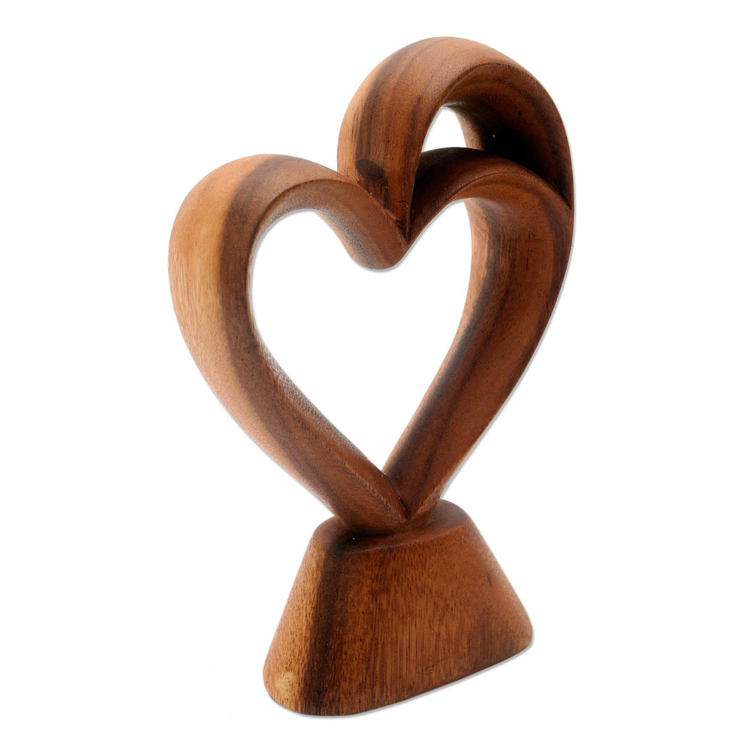 Romantic Wood Heart Sculpture from Bali - Outsized Love