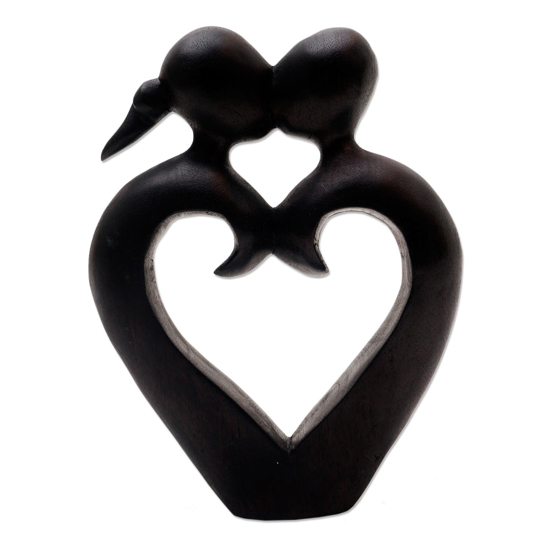 Romantic Wood Sculpture of Couple Kissing - Engaged in a Kiss