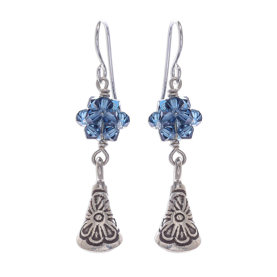 Indigo Blue Bead and 950 Silver Earrings - Karen Sparkle in Indigo