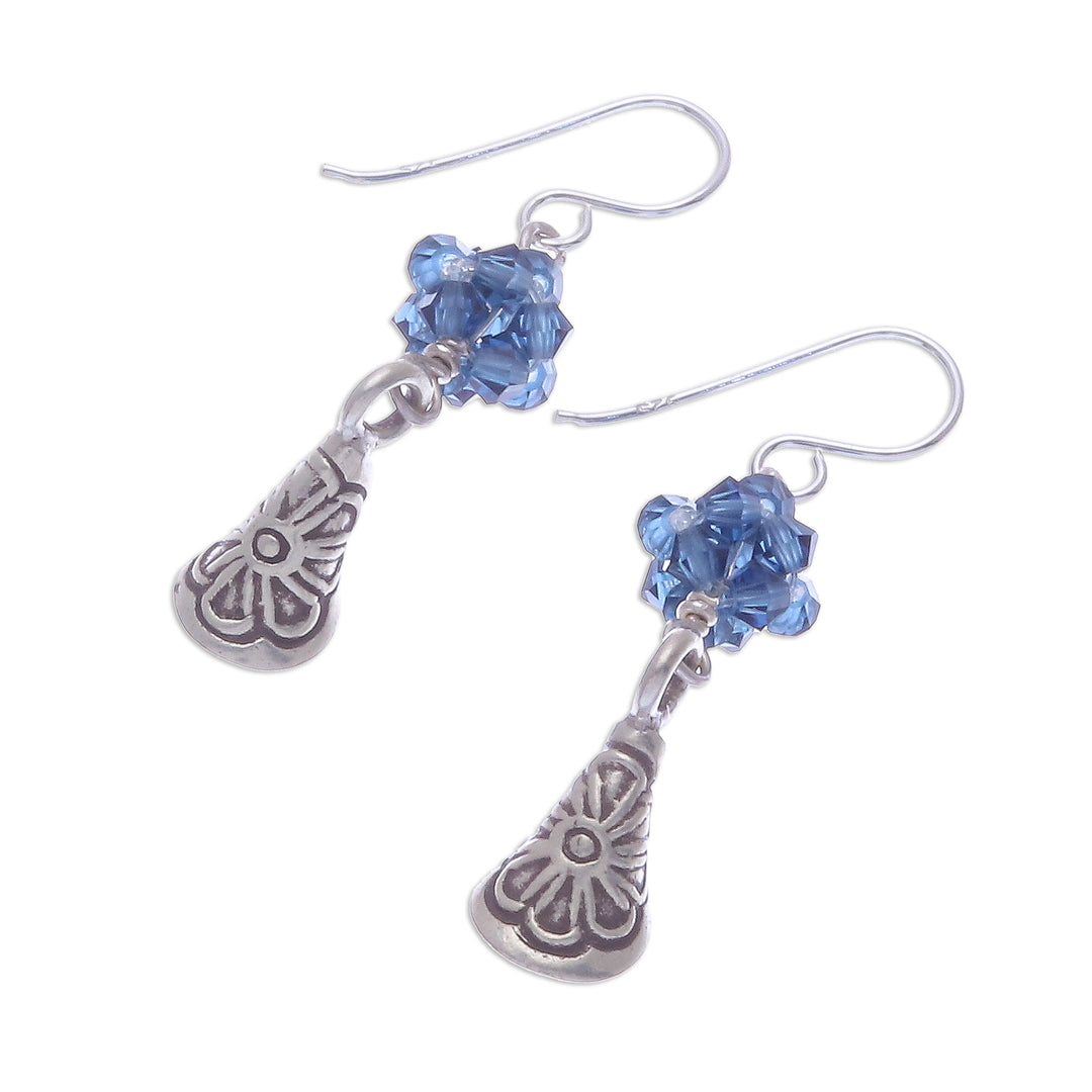 Indigo Blue Bead and 950 Silver Earrings - Karen Sparkle in Indigo