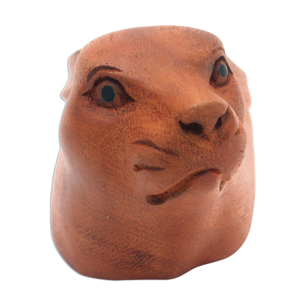 Hand Carved Wood Rabbit Doorstop from Bali - Rabbit Head