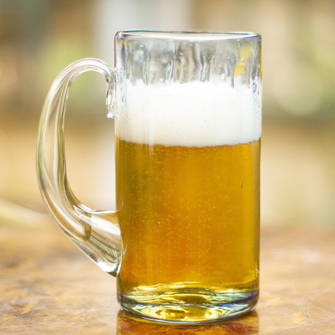 Artisan Crafted Recycled Beer Mugs in Blue (Set of 6) - Fiesta Azul