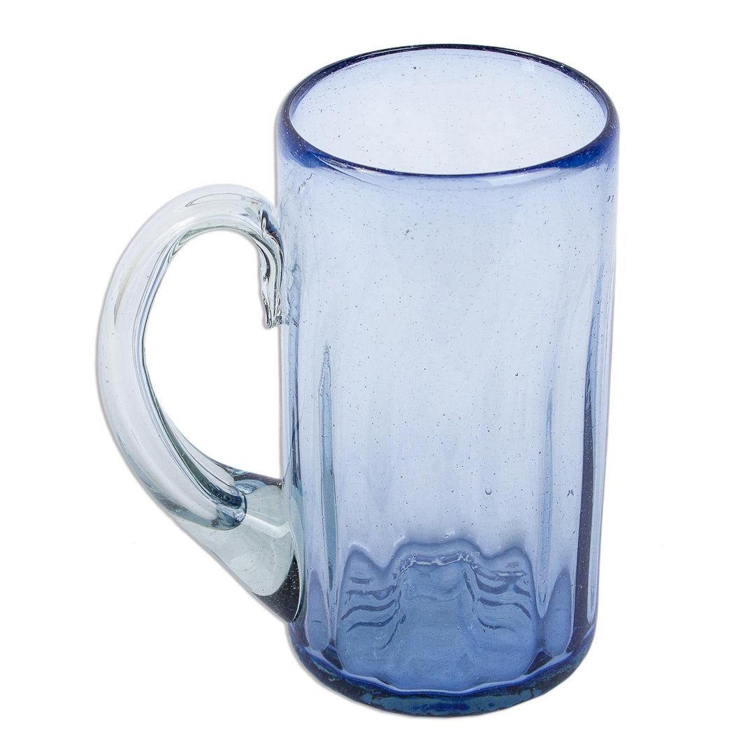 Artisan Crafted Recycled Beer Mugs in Blue (Set of 6) - Fiesta Azul