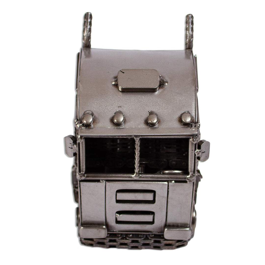 Eco-Friendly Recycled Metal Semi Truck Sculpture - Rustic Truck