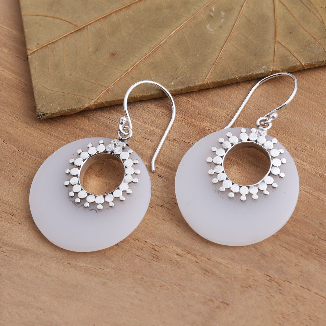 Round Sterling Silver and Resin Dangle Earrings - Celuk Discs