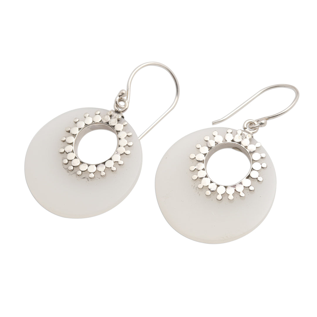 Round Sterling Silver and Resin Dangle Earrings - Celuk Discs
