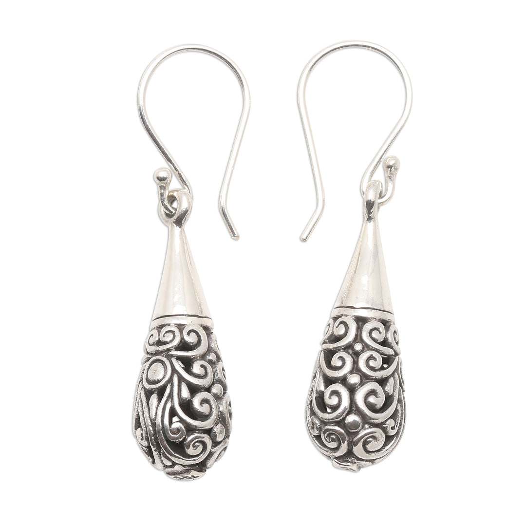 Ornate Sterling SiIver Dangle Earrings - Enchanting Bali