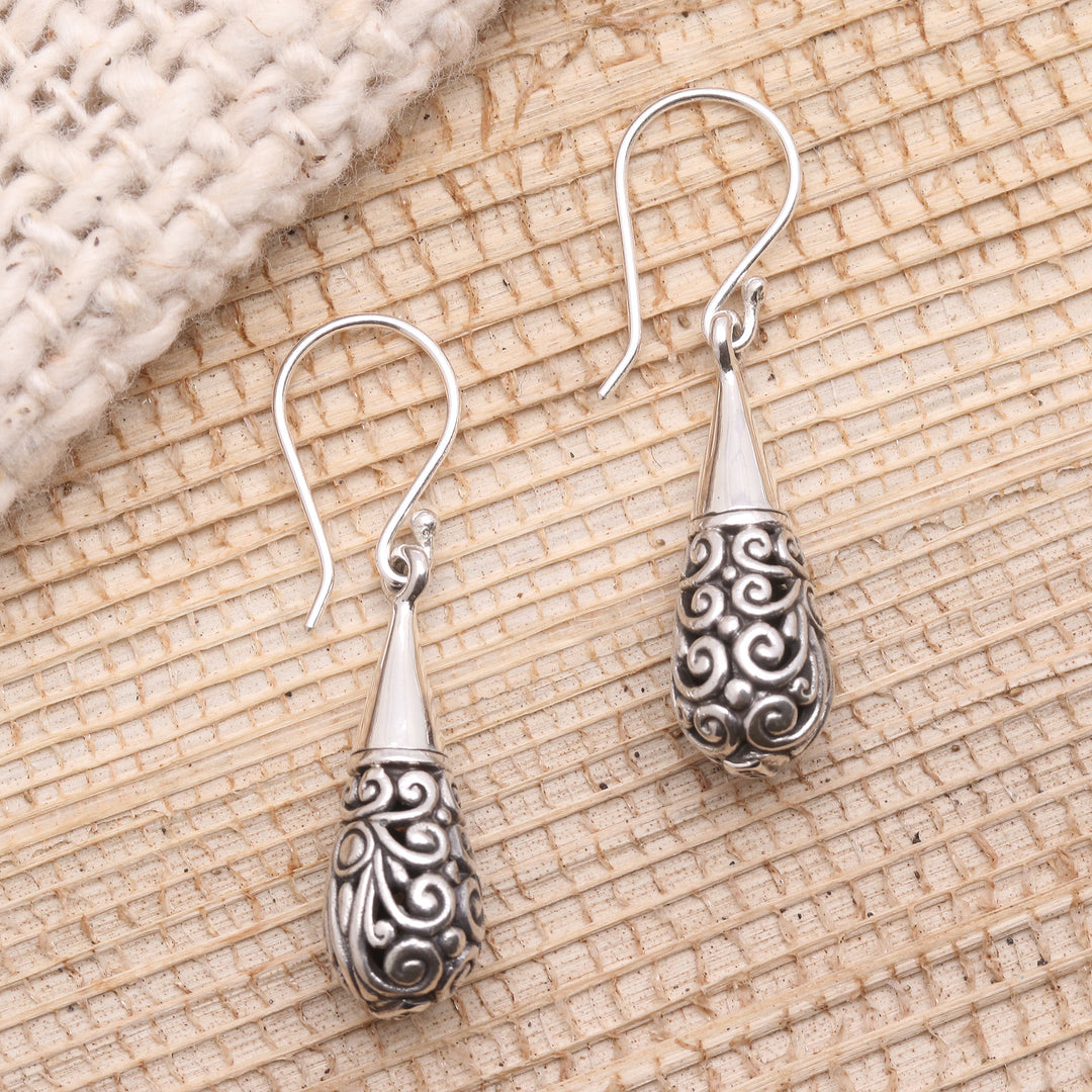 Ornate Sterling SiIver Dangle Earrings - Enchanting Bali