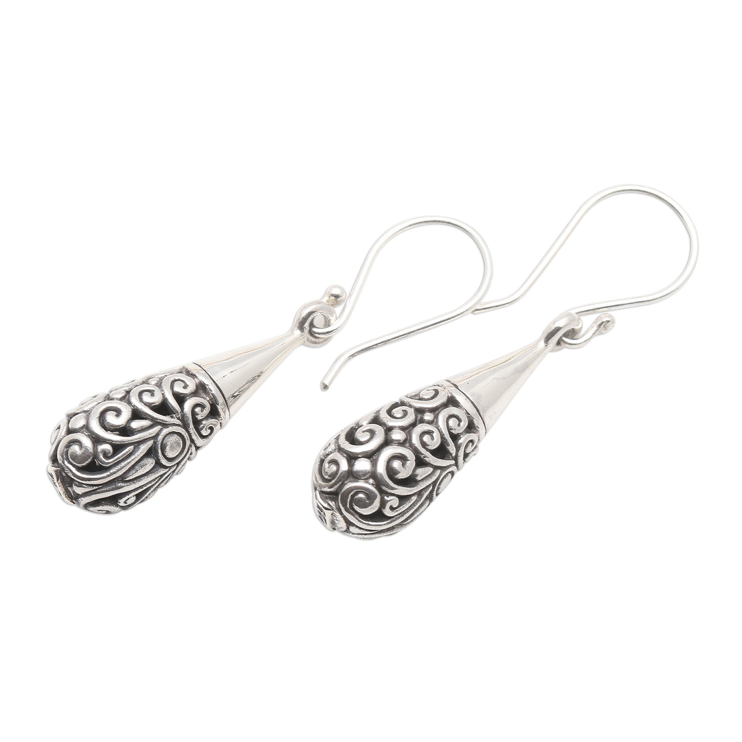 Ornate Sterling SiIver Dangle Earrings - Enchanting Bali