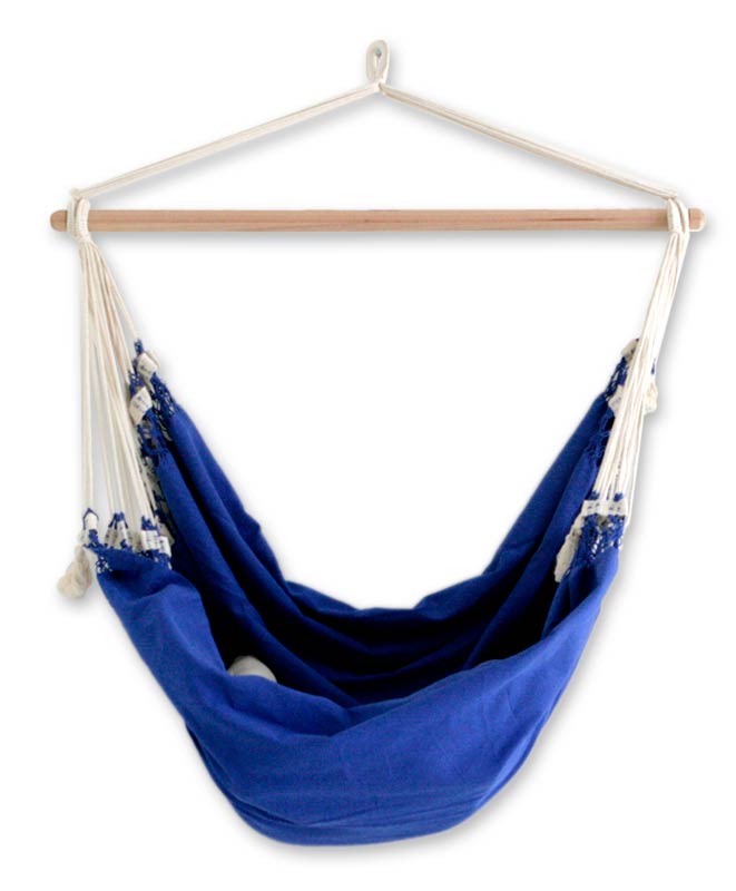 Cotton Solid Blue Swing Hammock - Copacabana