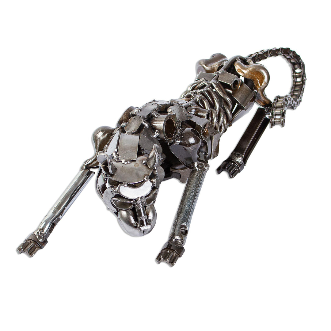 Unique Recycled Auto Parts Panther Sculpture - Rustic Panther