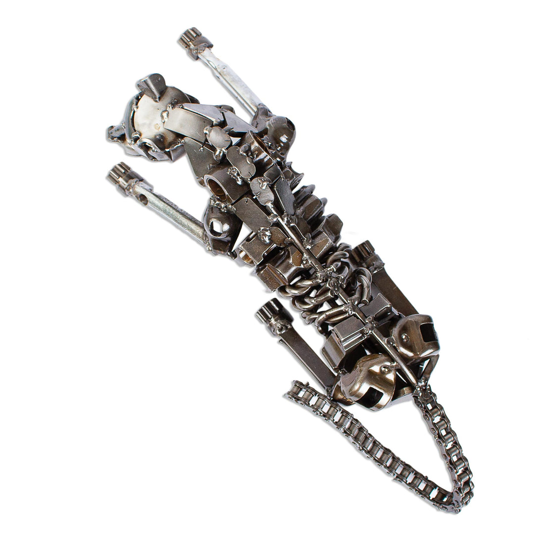 Unique Recycled Auto Parts Panther Sculpture - Rustic Panther