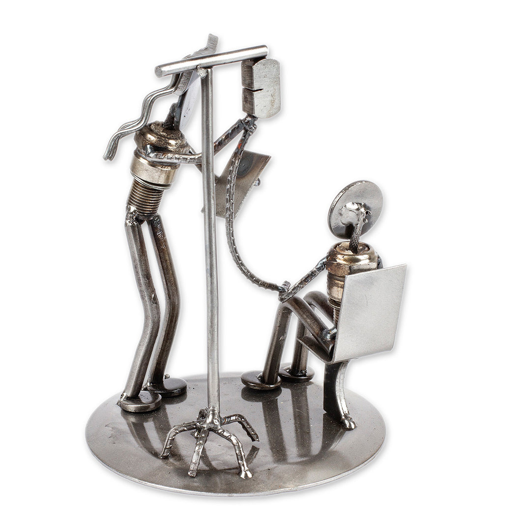 Rustic Auto Parts Sculpture of Infusion Nurse - Rustic Infusion Nurse