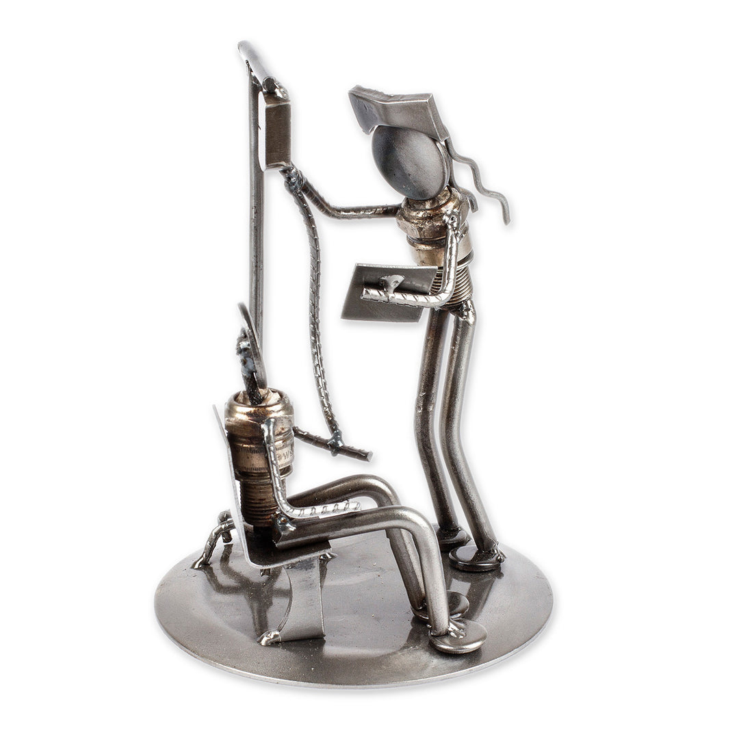 Rustic Auto Parts Sculpture of Infusion Nurse - Rustic Infusion Nurse