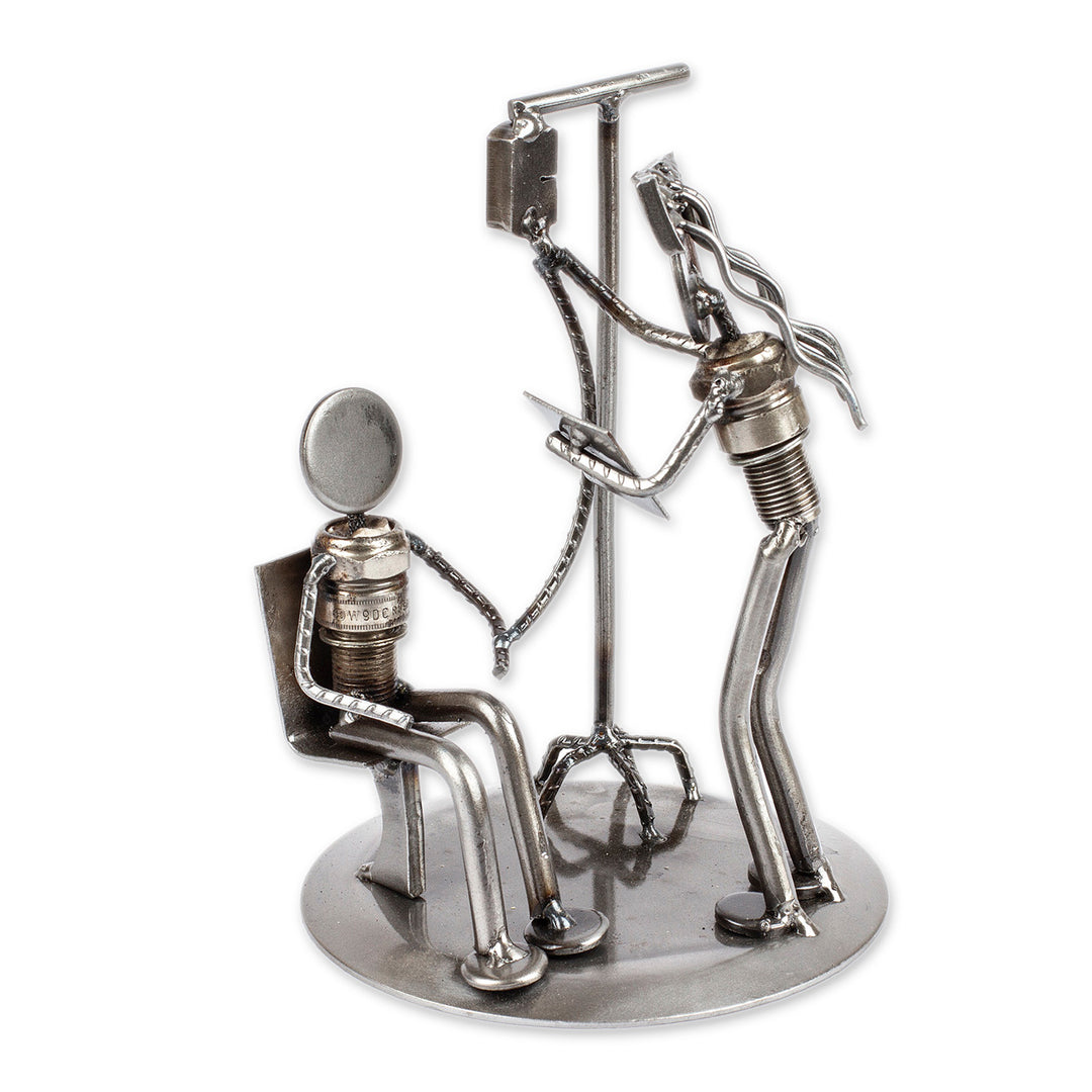 Rustic Auto Parts Sculpture of Infusion Nurse - Rustic Infusion Nurse
