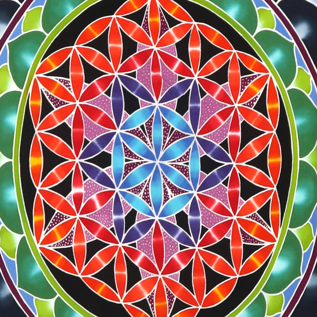 Batik Rayon Wall Hanging with Lotus Motif - Vibrating Lotus