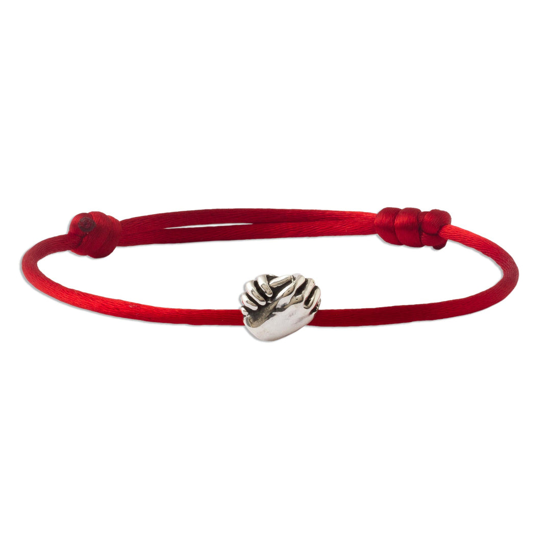 Andean Handmade Sterling Silver Red Cord Unity Bracelet - Together in Everything