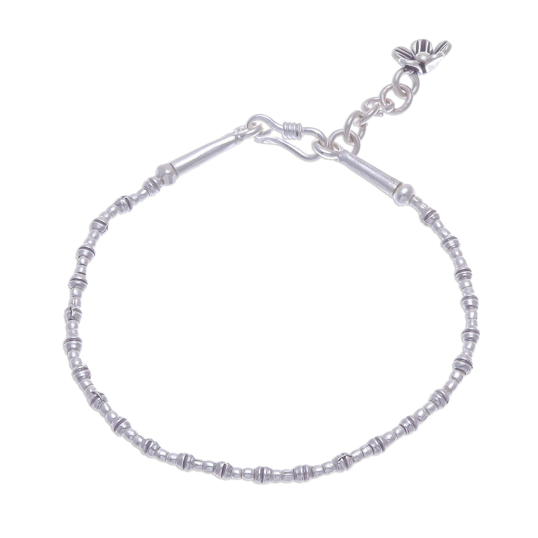 Silver Link Bracelet with Extender Chain from Thailand - Beauty and Love
