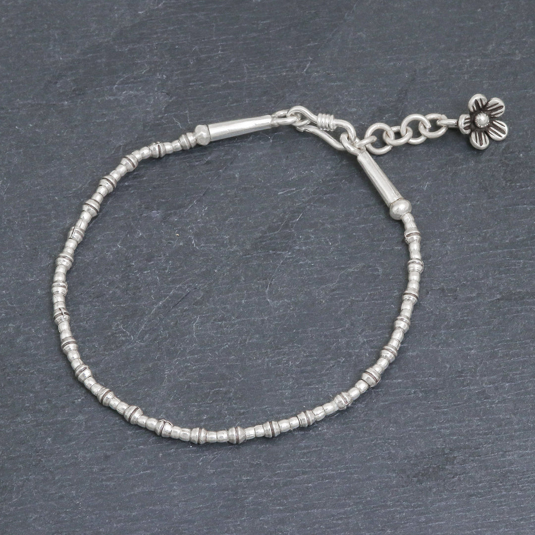 Silver Link Bracelet with Extender Chain from Thailand - Beauty and Love