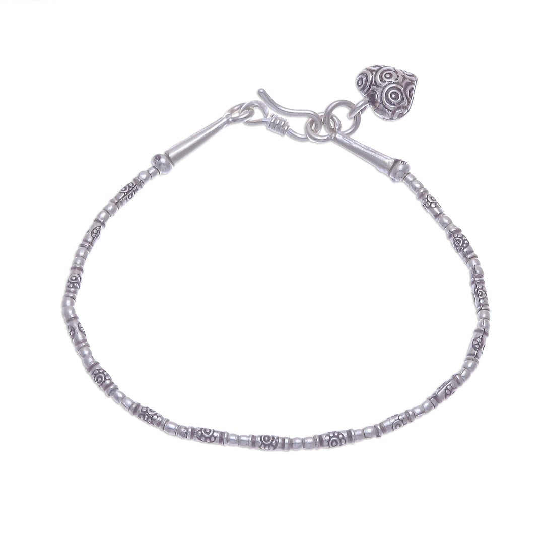 Silver Link Bracelet with Heart Charm from Thailand - Honest Heart