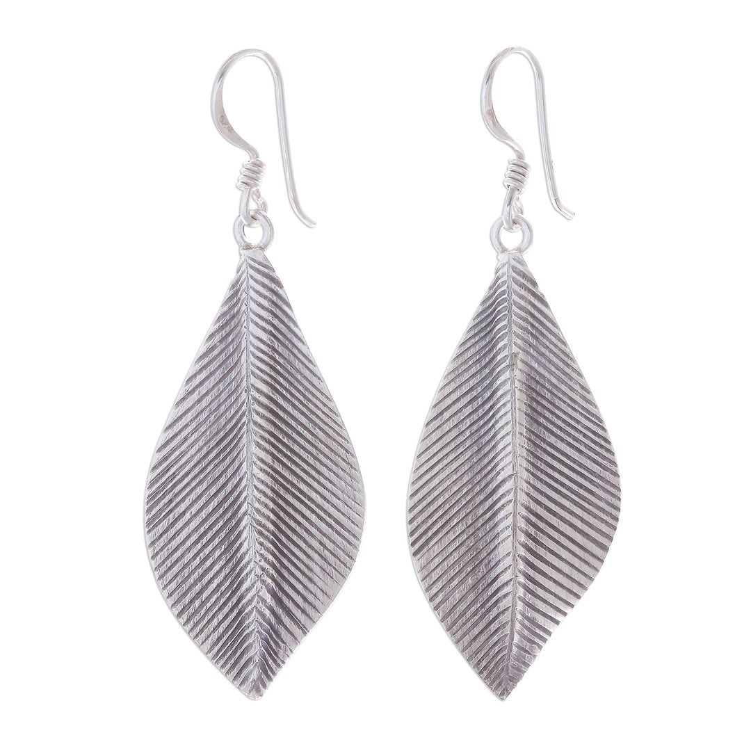 Sterling Silver Dangle Earrings Leaves - Tulsi Leaf