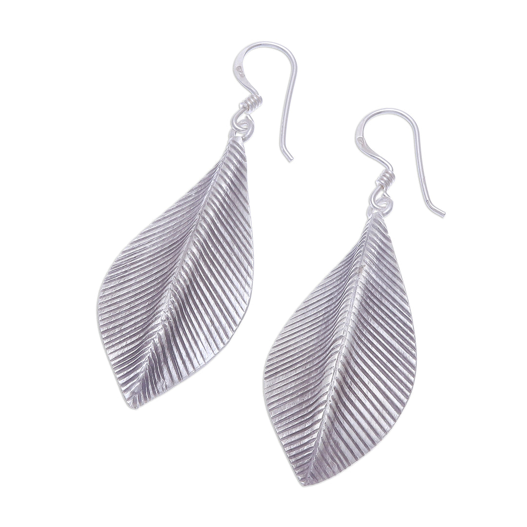 Sterling Silver Dangle Earrings Leaves - Tulsi Leaf