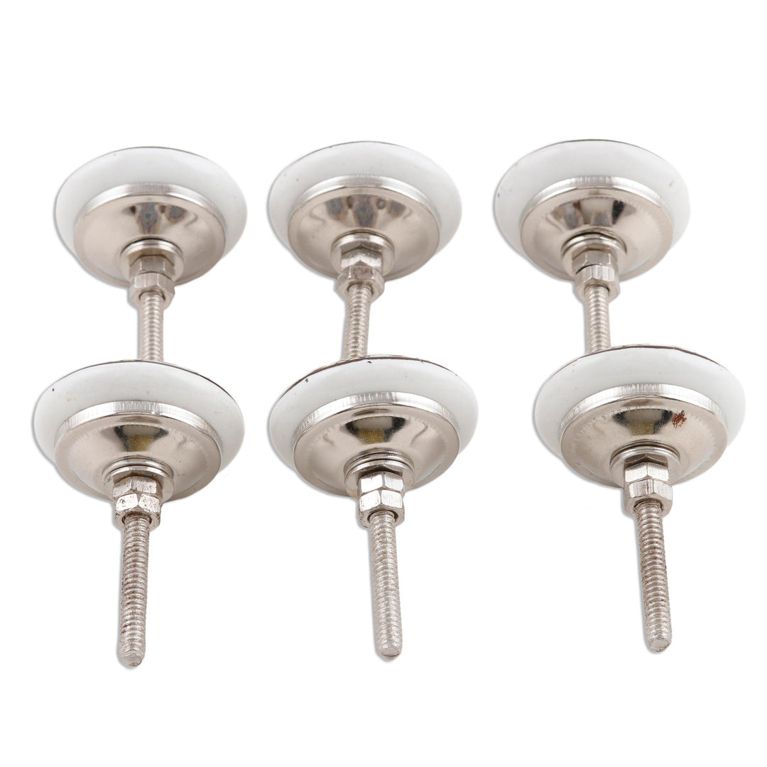 Set of 6 Hand Painted Ceramic Knobs/Drawer Pulls - Floral Appeal