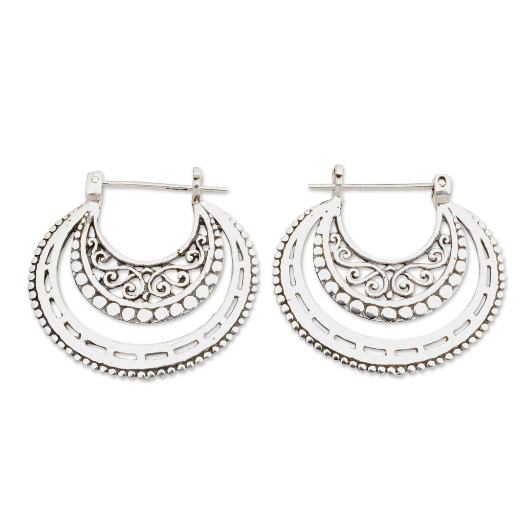 Balinese Sterling Silver Hoop Earrings - Amazing Curves