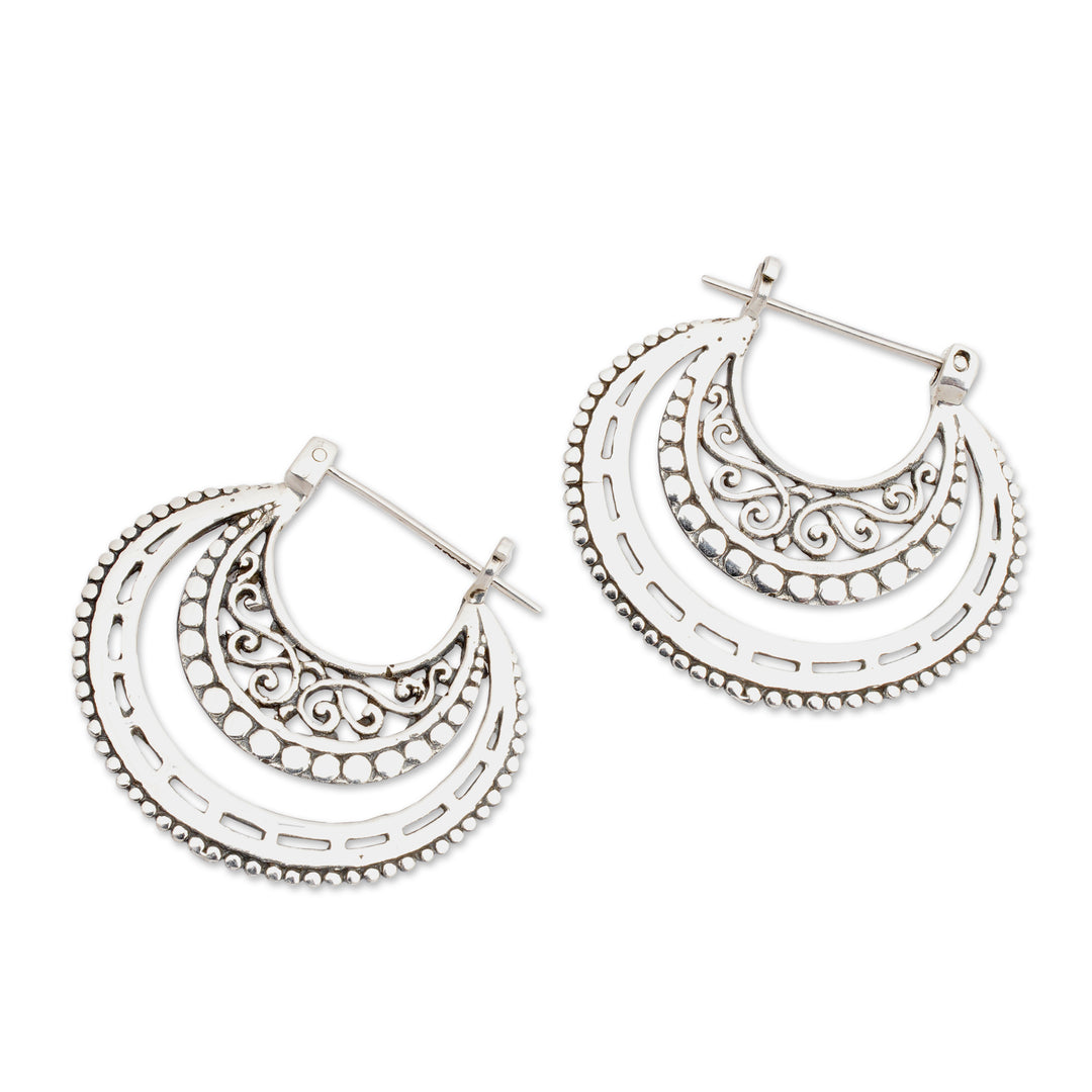 Balinese Sterling Silver Hoop Earrings - Amazing Curves