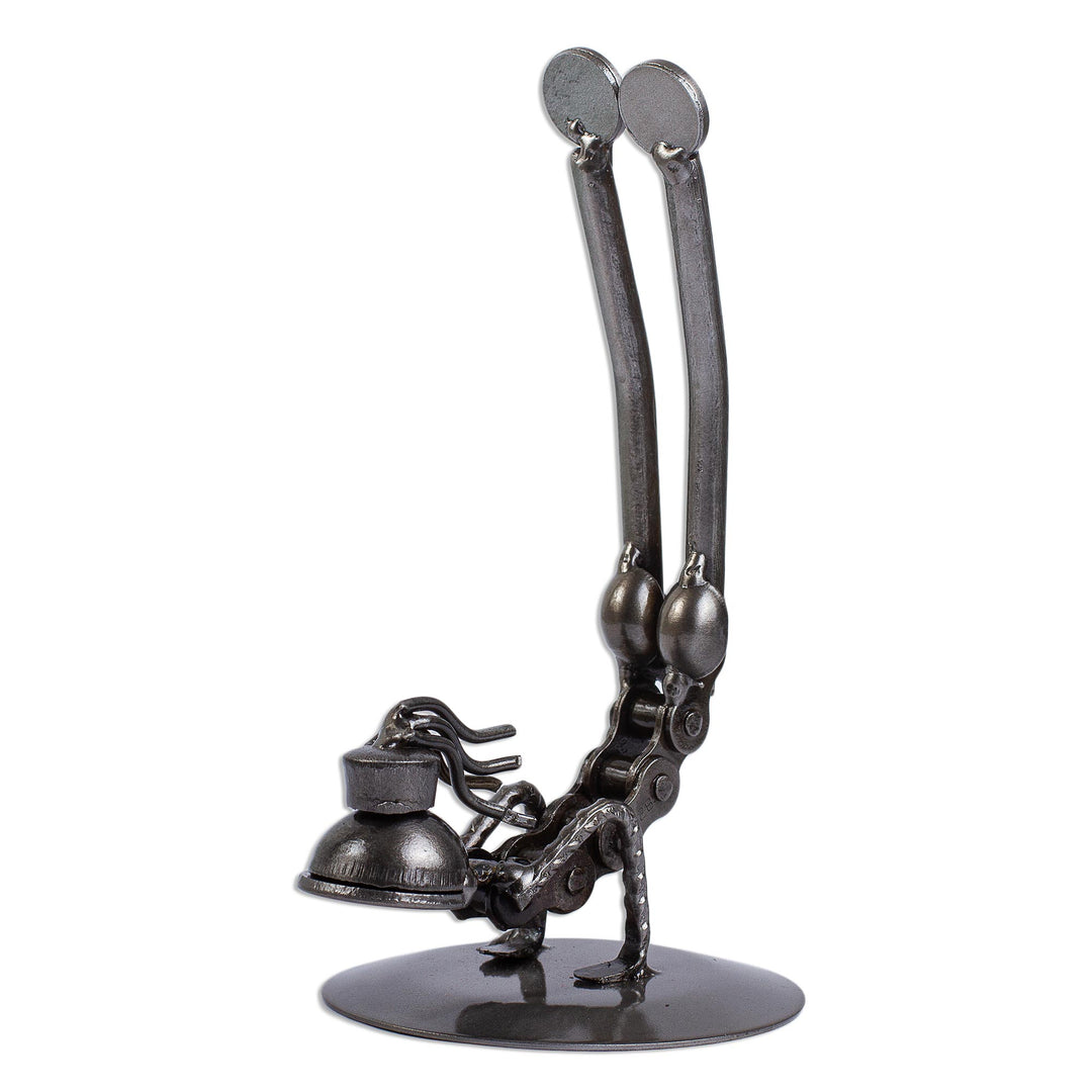 Recycled Metal Yoga Pose Statuette from Mexico - Peacock Pose I