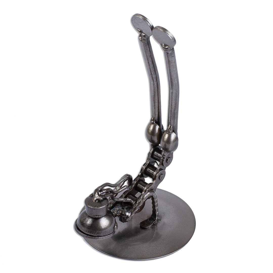 Recycled Metal Yoga Pose Statuette from Mexico - Peacock Pose I