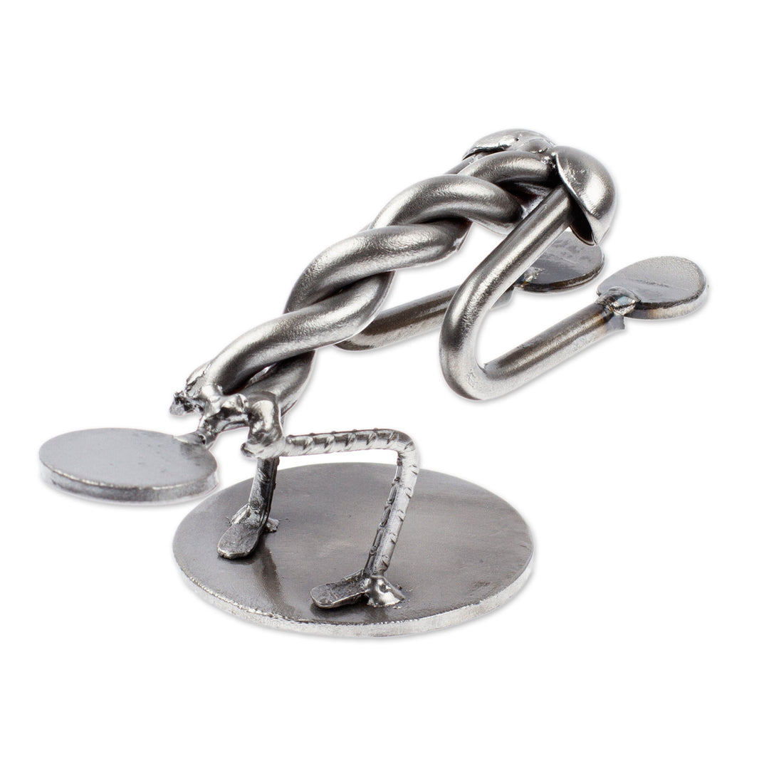 Hand Crafted Metal Sculpture of Crow Yoga Pose - Crow Pose I