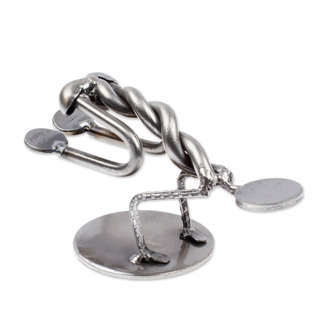 Hand Crafted Metal Sculpture of Crow Yoga Pose - Crow Pose I