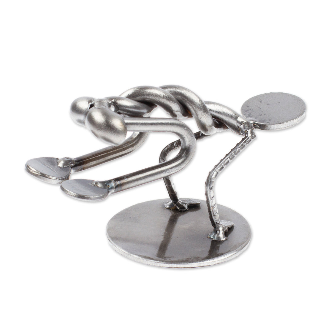 Hand Crafted Metal Sculpture of Crow Yoga Pose - Crow Pose I