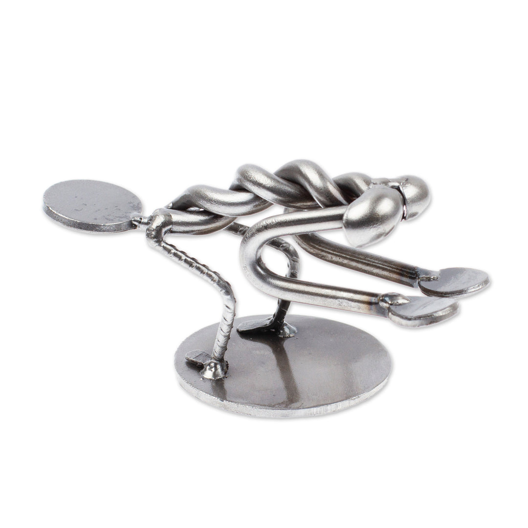 Hand Crafted Metal Sculpture of Crow Yoga Pose - Crow Pose I