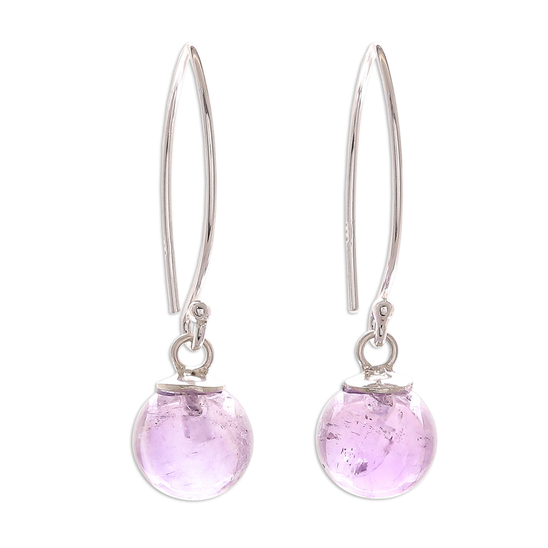Amethyst Bead Sterling Silver Dangle Earrings - Lunar Lilac