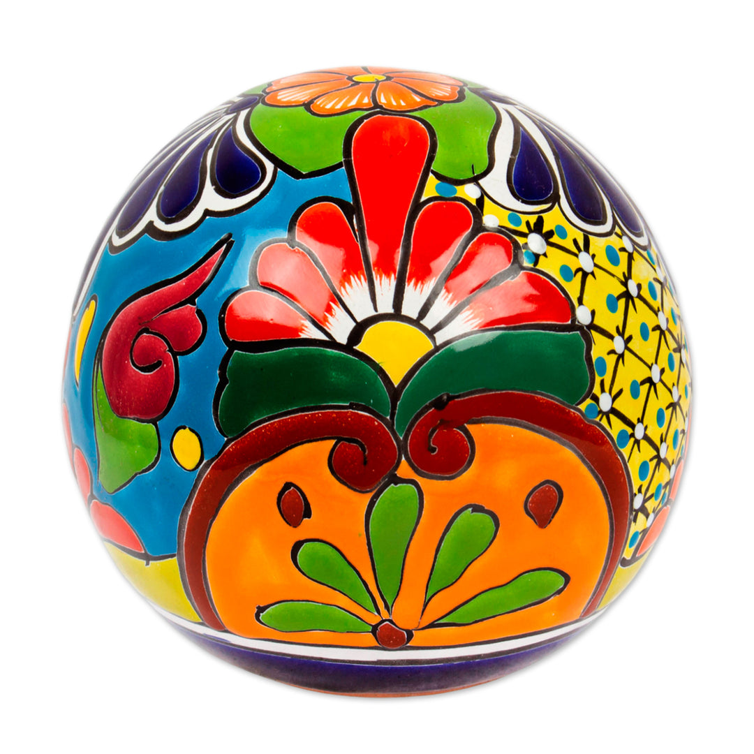 Talavera-Style Ceramic Decorative Accent from Mexico - Talavera Orb