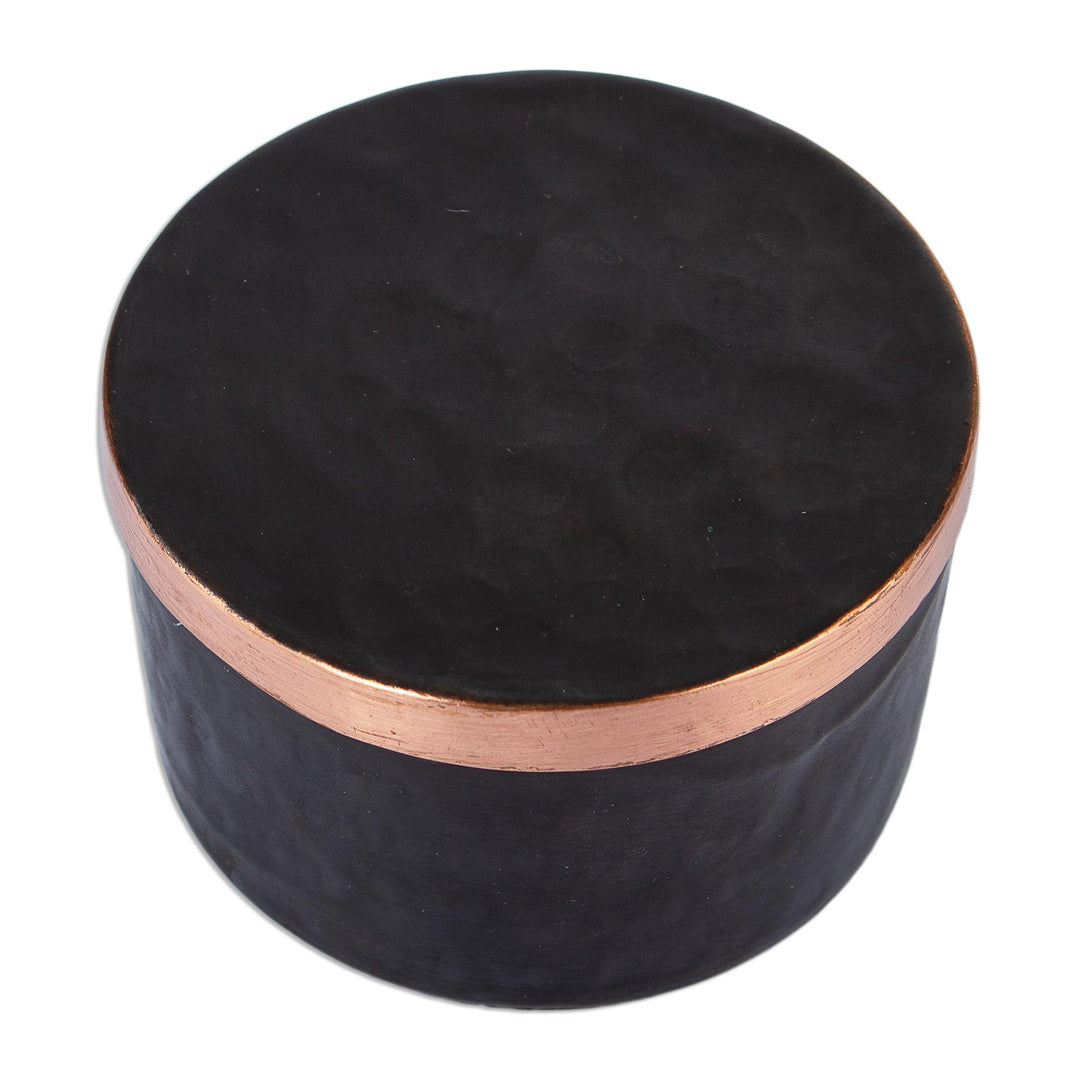 Handcrafted Black Hammered Copper Petite Keepsake Box - Midnight Mysteries