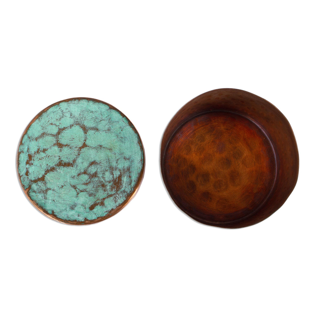 Handcrafted Hammered Copper Petite Keepsake Box - Antique Patina