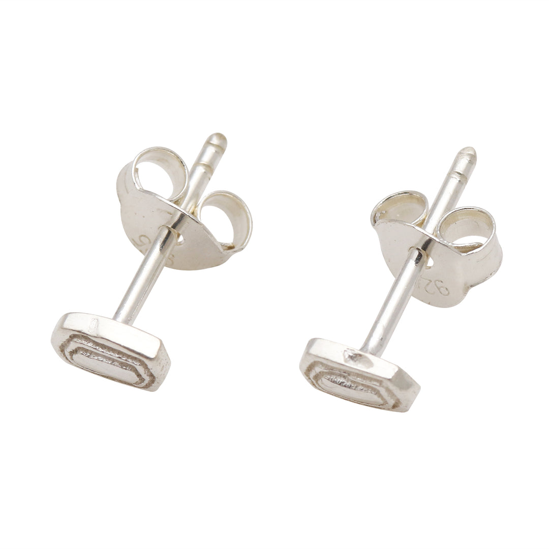 Sterling Silver Stud Earrings Door Shape - Door to Your Heart