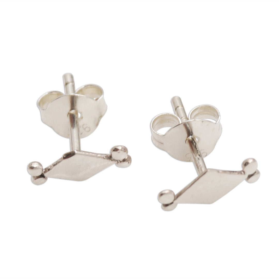 Sterling Silver Diamond Shaped Stud Earrings - Celuk Simplicity