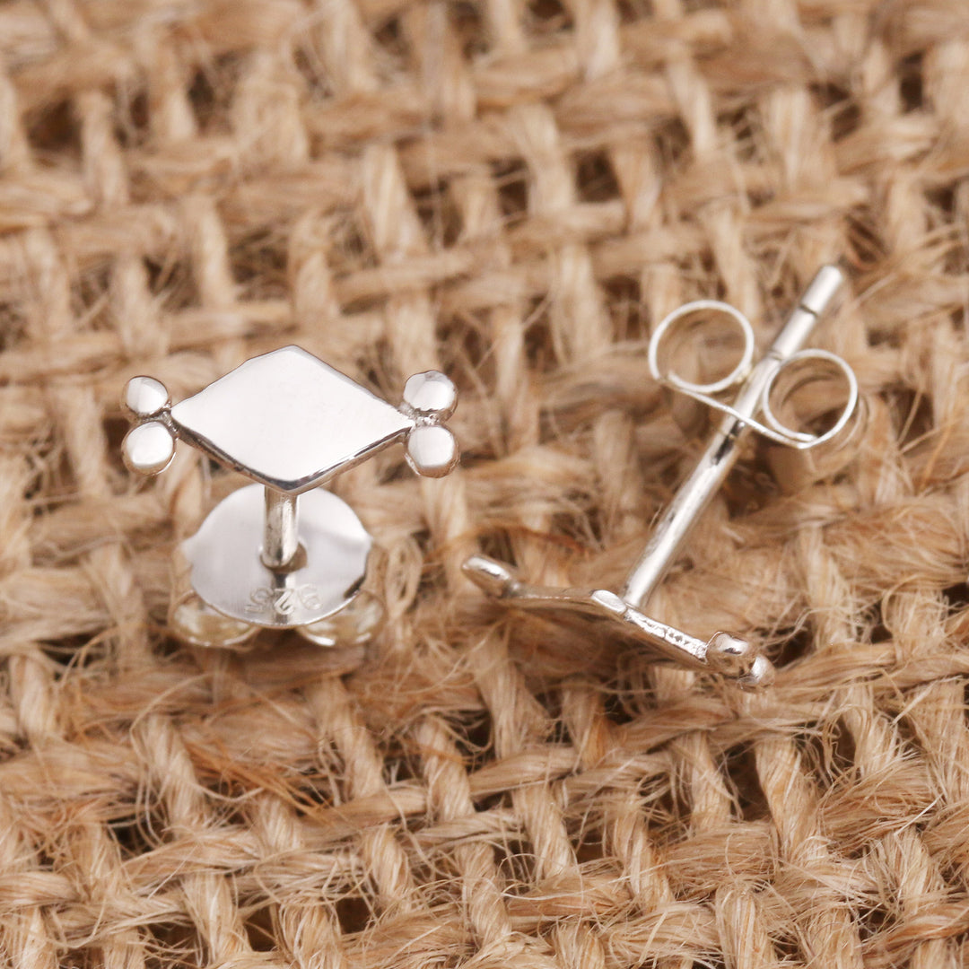 Sterling Silver Diamond Shaped Stud Earrings - Celuk Simplicity