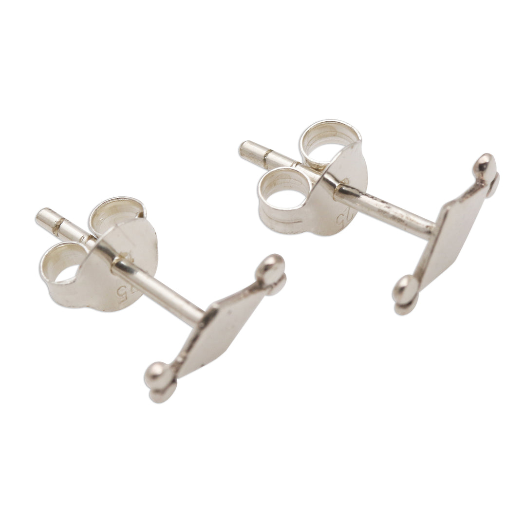 Sterling Silver Diamond Shaped Stud Earrings - Celuk Simplicity