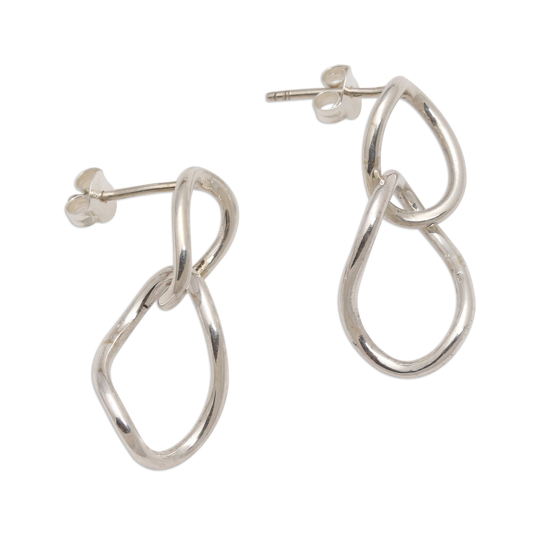 Sterling Silver Links Dangle Post Earrings - Links Course