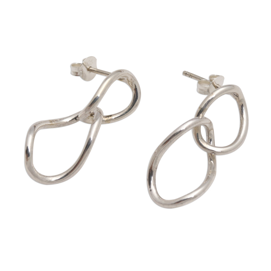 Sterling Silver Links Dangle Post Earrings - Links Course