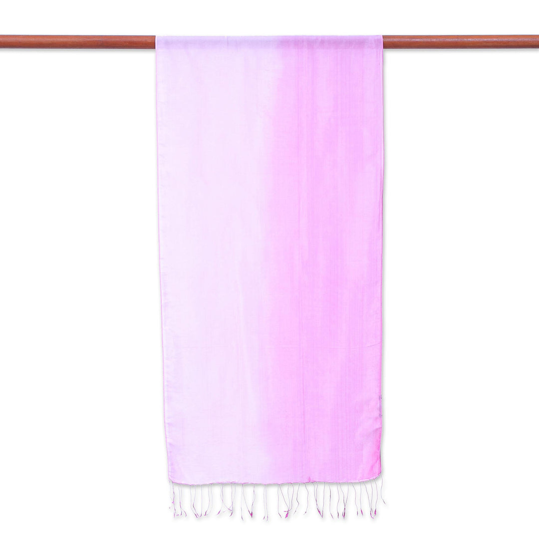 Ombre Orchid Rayon and Silk Fringed Scarf - Orchid Shimmer