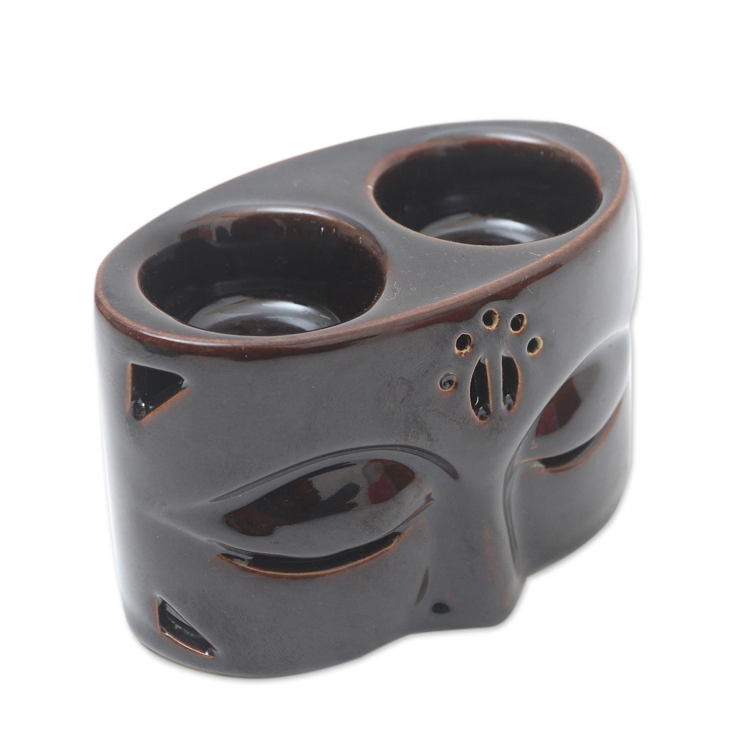Buddha's Gaze Brown Ceramic Oil Warmer - Buddha's Gaze