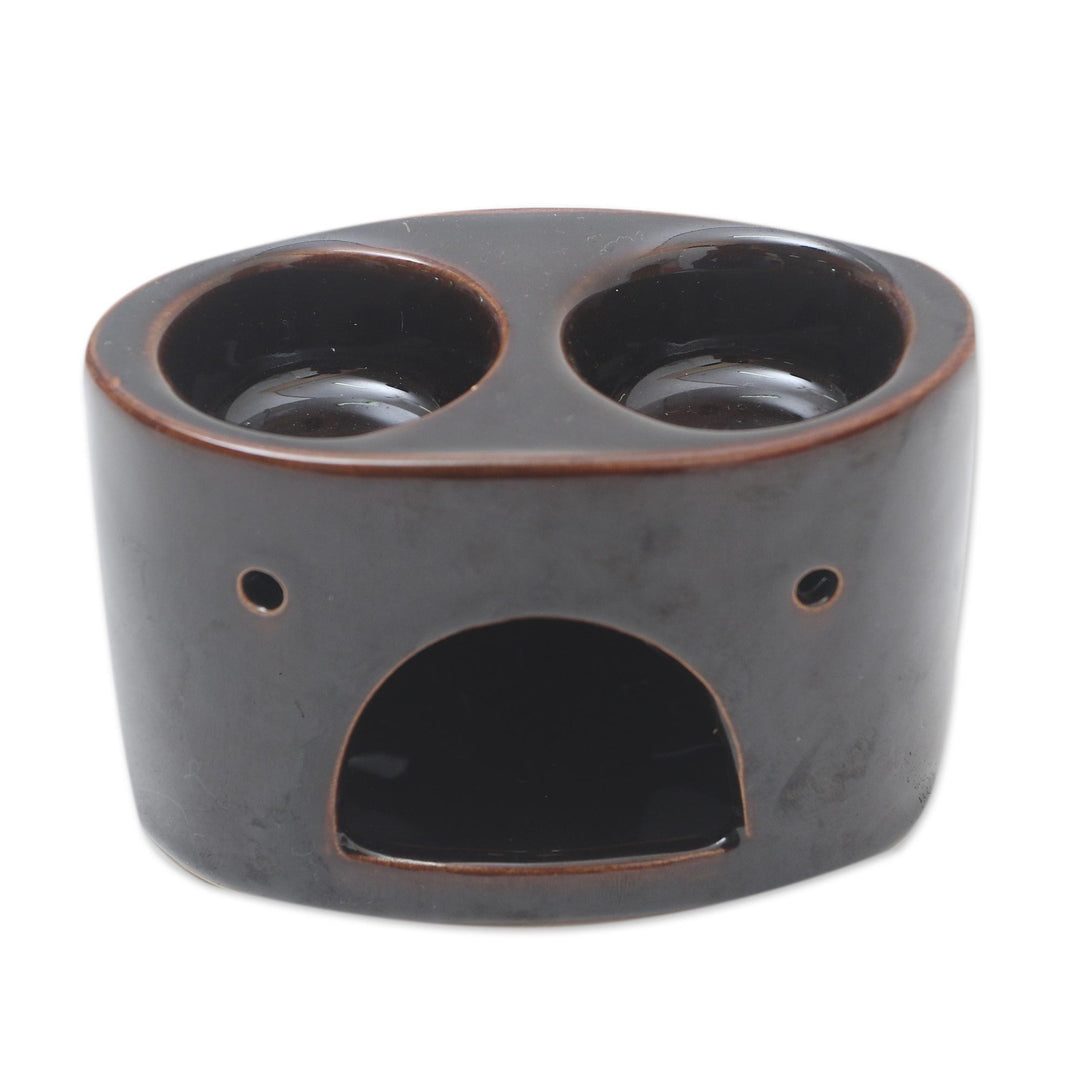 Buddha's Gaze Brown Ceramic Oil Warmer - Buddha's Gaze