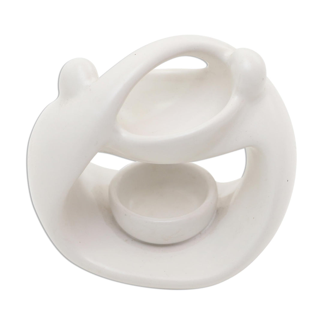 White Ceramic Sculptural Oil Warmer - Warm Feelings